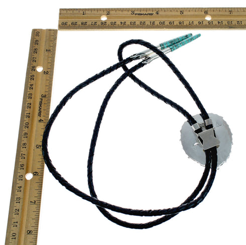 Genuine Navajo Native American Sterling Silver Turquoise Bolo Tie SX10331