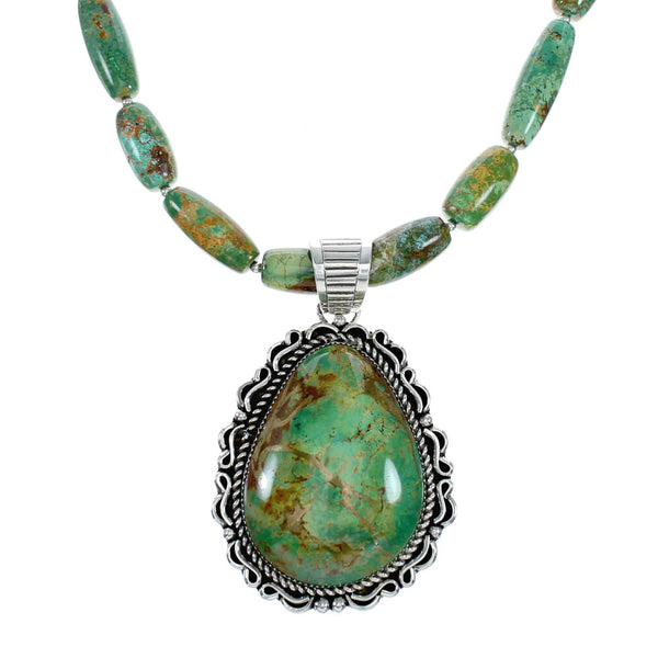 Genuine Carico Lake Turquoise Sterling Silver Navajo Necklace SX10330