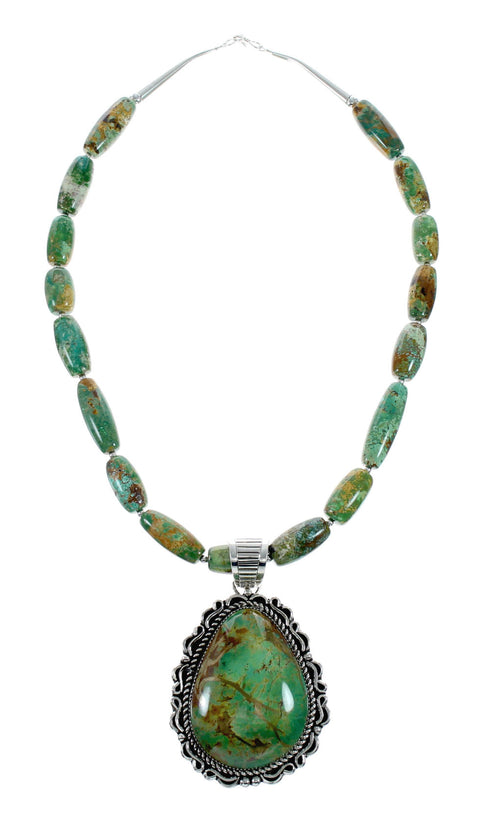 Genuine Carico Lake Turquoise Sterling Silver Navajo Necklace SX10330