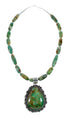 Genuine Carico Lake Turquoise Sterling Silver Navajo Necklace SX10330