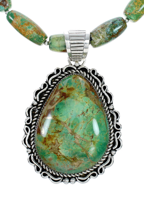 Genuine Carico Lake Turquoise Sterling Silver Navajo Necklace SX10330