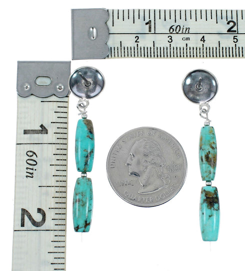 Navajo Indian Turquoise Sterling Silver Bead Post Dangle Earrings SX10337