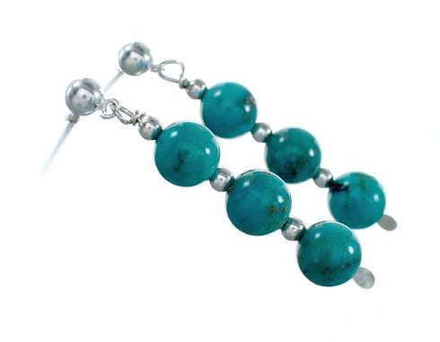Navajo Indian Turquoise Sterling Silver Bead Post Dangle Earrings SX10332