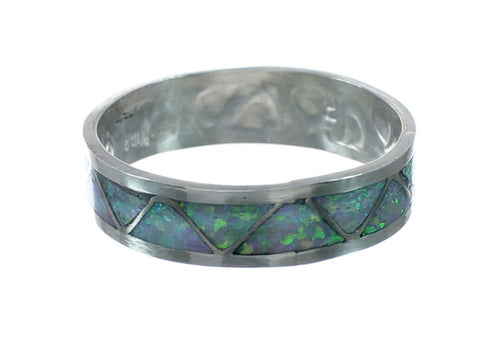 Navajo Sterling Silver White Opal Ring Size 10-3/4 SX10389