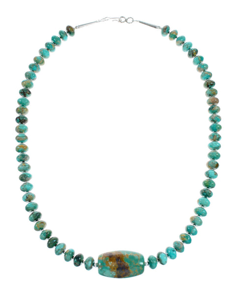 Genuine Navajo Turquoise Sterling Silver Bead Necklace SX10364