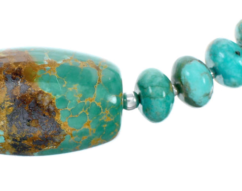 Genuine Navajo Turquoise Sterling Silver Bead Necklace SX10364