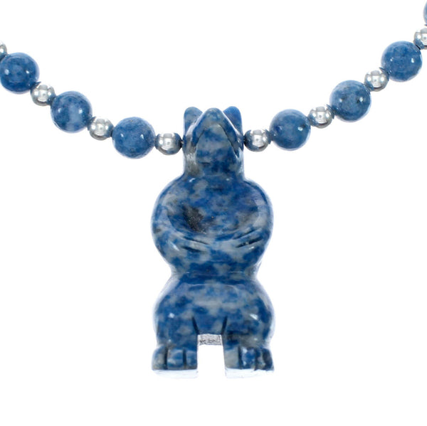 Southwest Denim Lapis Sterling Silver Bear Bead Necklace SX10367