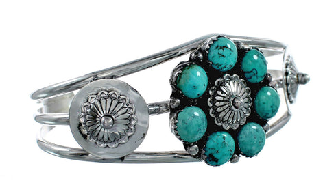 Genuine Navajo Turquoise Sterling Silver Cuff Bracelet SX10370