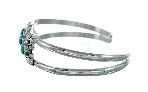Genuine Navajo Turquoise Sterling Silver Cuff Flower Bracelet SX10361