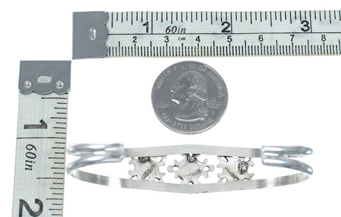 Genuine Navajo Turquoise Sterling Silver Cuff Flower Bracelet SX10361