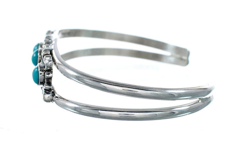 Native American Navajo Turquoise Sterling Silver Cuff Flower Bracelet SX10362