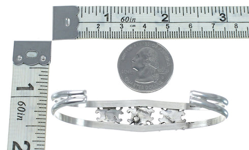 Native American Navajo Turquoise Sterling Silver Cuff Flower Bracelet SX10362