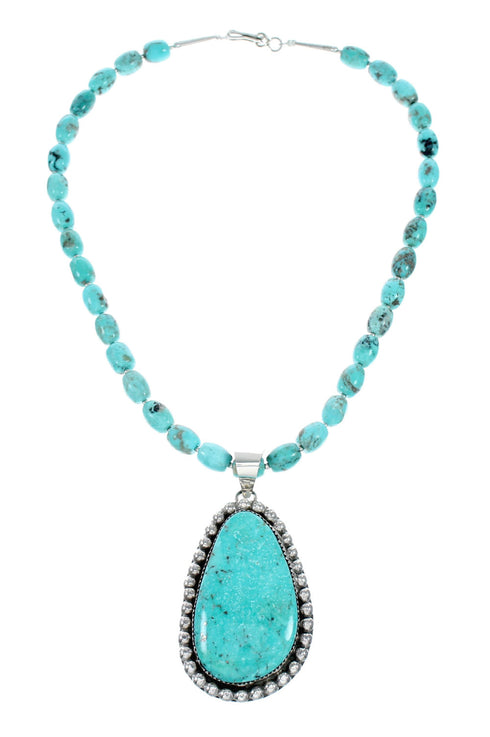 Navajo Turquoise Sterling Silver Necklace Pendant Set SX10366