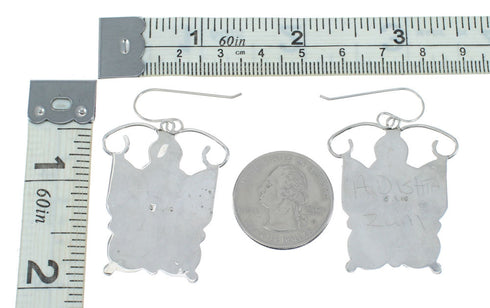 Sterling Silver Multicolor Zuni Butterfly Jewelry Hook Dangle Earrings SX10377
