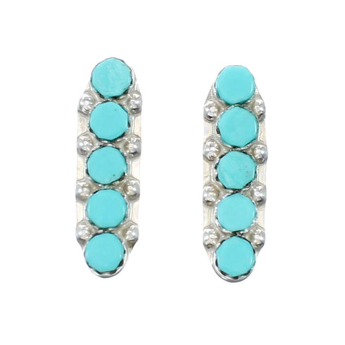 Zuni Turquoise And Sterling Silver Post Earrings SX10380