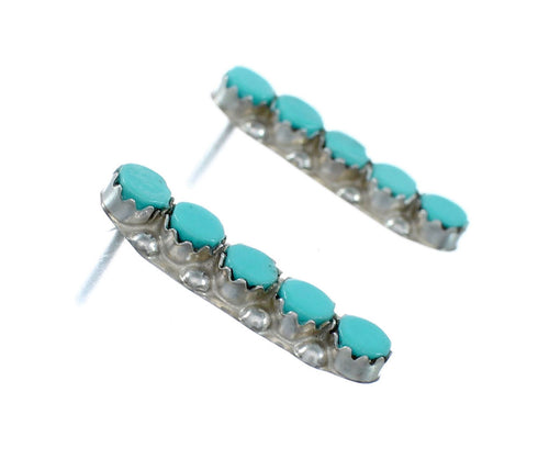 Zuni Turquoise And Sterling Silver Post Earrings SX10380
