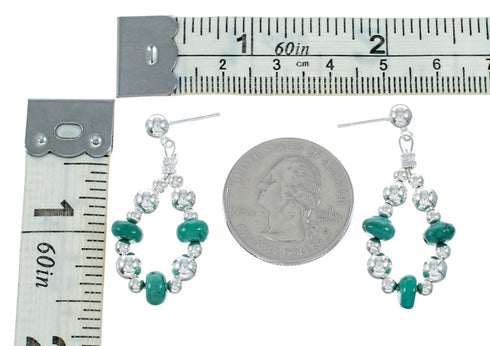 Navajo Turquoise Sterling Silver Bead Post Dangle Earrings SX10379