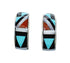 Zuni Indian Multicolor Inlay Genuine Sterling Silver Post Hoop Earrings SX10372
