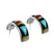 Multicolor Zuni Inlay Genuine Sterling Silver Post Hoop Earrings SX10376