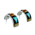 Multicolor Zuni Inlay Genuine Sterling Silver Post Hoop Earrings SX10376
