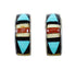 Multicolor Zuni Inlay Genuine Sterling Silver Post Hoop Earrings SX10376