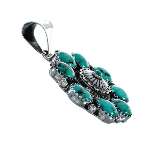 Genuine Native American Turquoise Multi-Stone Sterling Silver Pendant SX10369