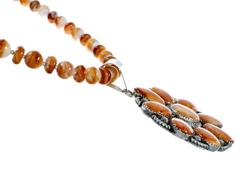 Native American Navajo Oyster Shell Bead Sterling Silver Necklace Pendant Set SX10391