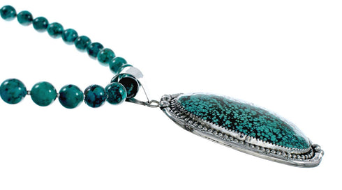 Navajo Turquoise Sterling Silver Necklace Pendant Set SX10393