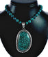 Navajo Turquoise Sterling Silver Necklace Pendant Set SX10393