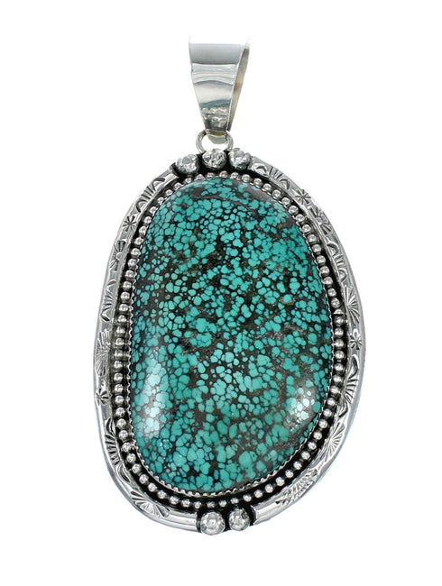 Navajo Turquoise Sterling Silver Necklace Pendant Set SX10393