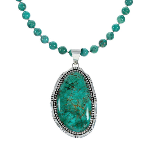 Navajo Turquoise Sterling Silver Necklace Pendant Set SX10392