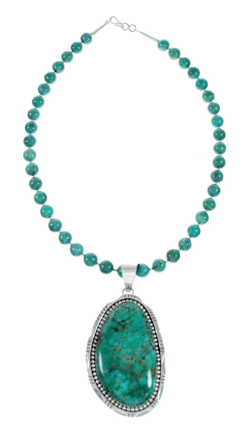 Navajo Turquoise Sterling Silver Necklace Pendant Set SX10392