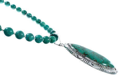 Navajo Turquoise Sterling Silver Necklace Pendant Set SX10392