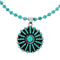 Sterling Silver Turquoise Needlepoint Pendant Navajo Bead Necklace Set SX10396