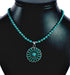 Sterling Silver Turquoise Needlepoint Pendant Navajo Bead Necklace Set SX10396
