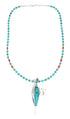 Southwest Turquoise Coral Silver Necklace Corn Pendant Set SX10414