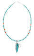 Southwest Turquoise Coral Silver Necklace Corn Pendant Set SX10415