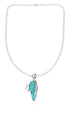 Southwest Turquoise Coral Silver Italian Rope Chain Corn Pendant Set SX10409