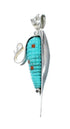 Southwest Turquoise Coral Silver Italian Rope Chain Corn Pendant Set SX10409