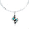 Southwest Sterling Silver Italian Link Chain Turquoise Coral Snake Pendant Necklace Set SX10420