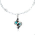 Southwest Sterling Silver Italian Link Chain Turquoise Coral Snake Pendant Necklace Set SX10420
