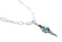 Southwest Sterling Silver Italian Link Chain Turquoise Coral Snake Pendant Necklace Set SX10420