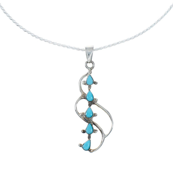 Southwest Turquoise Sterling Silver Rope Chain Necklace Set SX10422