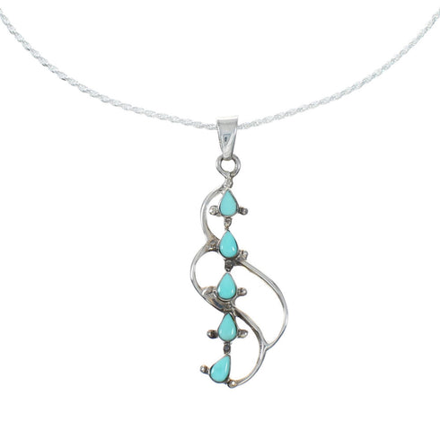 Southwest Turquoise Sterling Silver Rope Chain Necklace Set SX10421