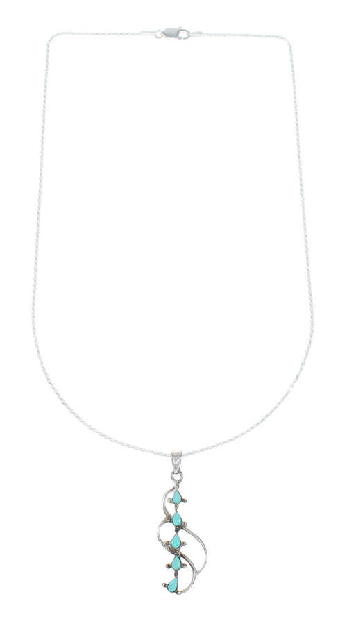 Southwest Turquoise Sterling Silver Rope Chain Necklace Set SX10421