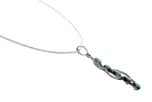 Southwest Turquoise Sterling Silver Rope Chain Necklace Set SX10422