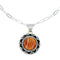 Native American Sterling Silver Italian Link Chain Oyster Shell Pendant Necklace Set SX10411