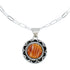 Native American Sterling Silver Italian Link Chain Oyster Shell Pendant Necklace Set SX10411