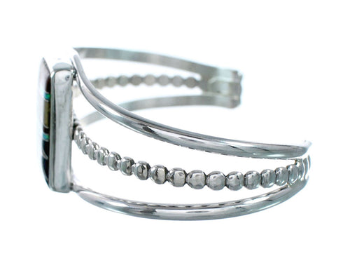 Sterling Silver And Multicolor Inlay Southwest Cuff Bracelet SX10427