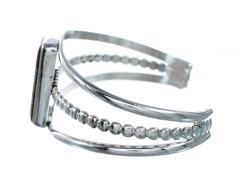 Sterling Silver And Multicolor Inlay Southwest Cuff Bracelet SX10428